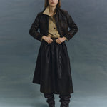 BAUM UND PFERDGARTEN Saimi Leather Button Detail Skirt in Mole Brown