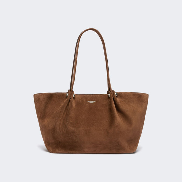 WEEKEND MAX MARA WKAPesi Calfskin Suede Tote Bag in Chocolate