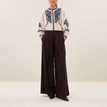 BY-BAR Senne Embroidered Blouse in Sand