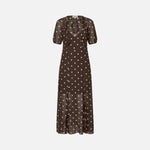 BAUM UND PFERDGARTEN Alara Fitted Maxi Dress in Coffee Bean Dots