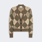 WEEKEND MAX MARA WKDAbile Argyle Pattern Wool Cardigan in Sand Rhombs