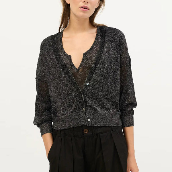 BEATRIZ FUREST Misia V Neck Cardigan in Black