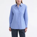 ROSSO35 Stripe Shirt with Contrast Collar in Light Blue