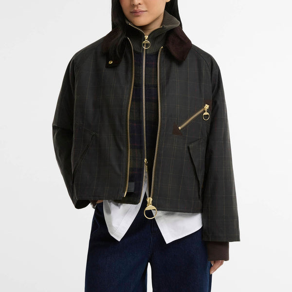 BARBOUR Arlene Checked Wax Jacket in Classic/Shadow Classic