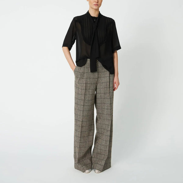 STELLA NOVA Chiffon Shirt with Tie Band in Black