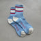 IVY ELLIS The Earl Women's Quarter Length Socks in Light Blue/Red/Cream
