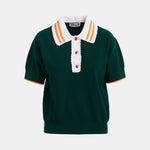 ESSENTIEL ANTWERP Kontrast Knitted Polo in Bottle Green