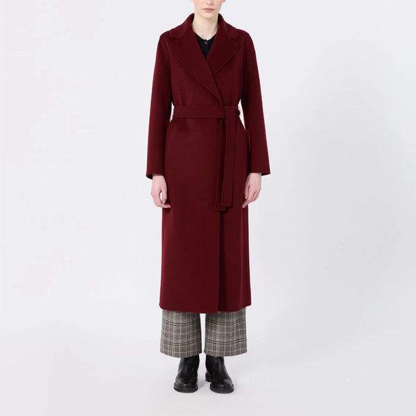 S MAX MARA Poldo Wool Broadcloth Robe Coat in Bordeaux