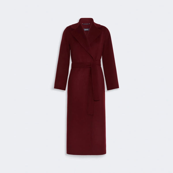 S MAX MARA Poldo Wool Broadcloth Robe Coat in Bordeaux