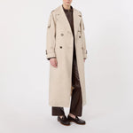 S MAX MARA MTCOro Long Double-Breasted Oversized Trench Coat in Water-Repellent Cotton in Beige