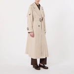 S MAX MARA MTCOro Long Double-Breasted Oversized Trench Coat in Water-Repellent Cotton in Beige