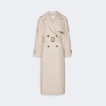 S MAX MARA MTCOro Long Double-Breasted Oversized Trench Coat in Water-Repellent Cotton in Beige