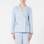 S MAX MARA SMMAvenue Double-breasted Linen Jacket in Light Blue