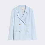 S MAX MARA SMMAvenue Double-breasted Linen Jacket in Light Blue