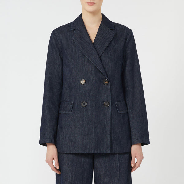 S MAX MARA Sara Double-Breasted Denim Blazer in Ultramarine