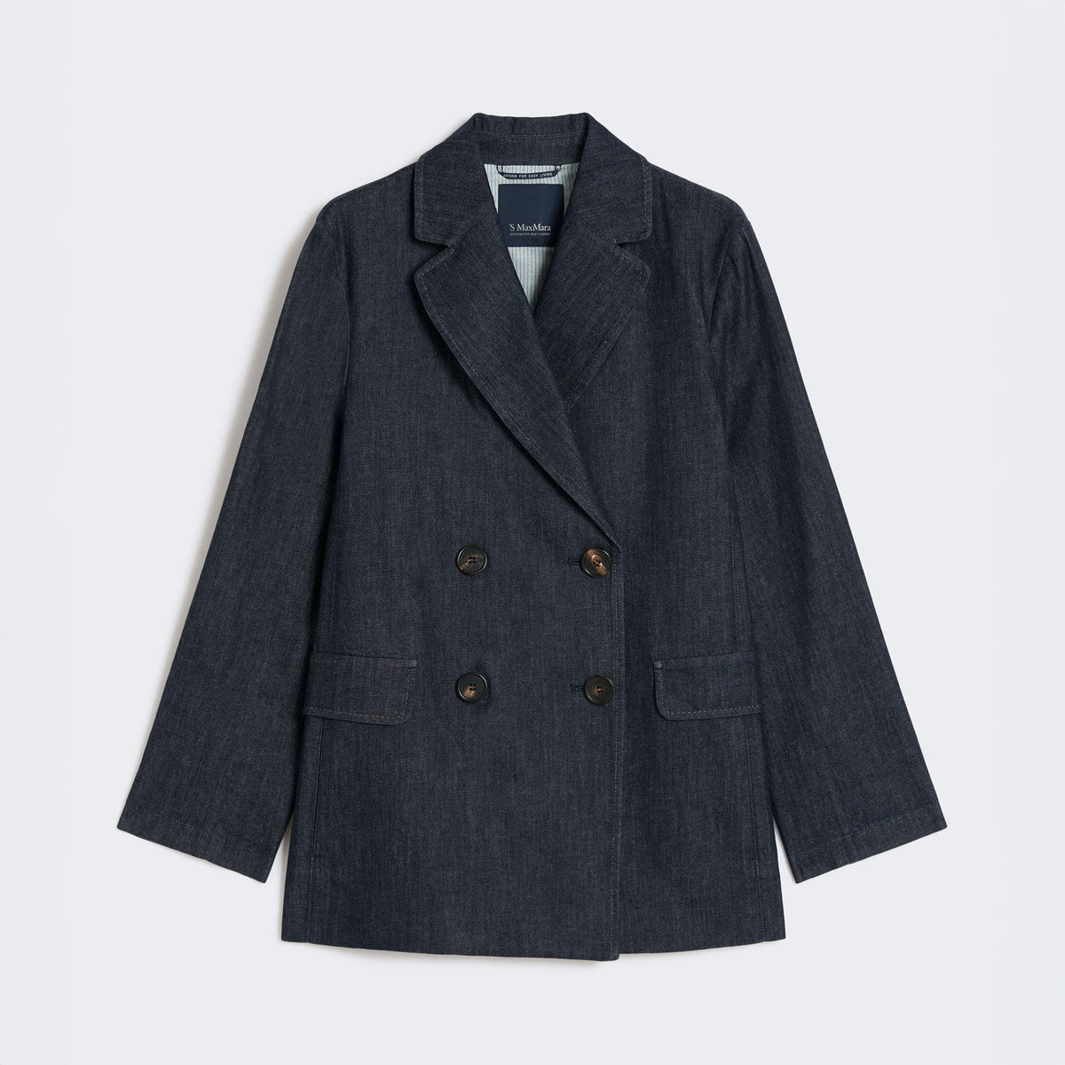 S MAX MARA Sara Double-Breasted Denim Blazer in Ultramarine
