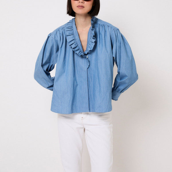 SOPHIE + LUCIE Maribel Denim Blouse in Blue