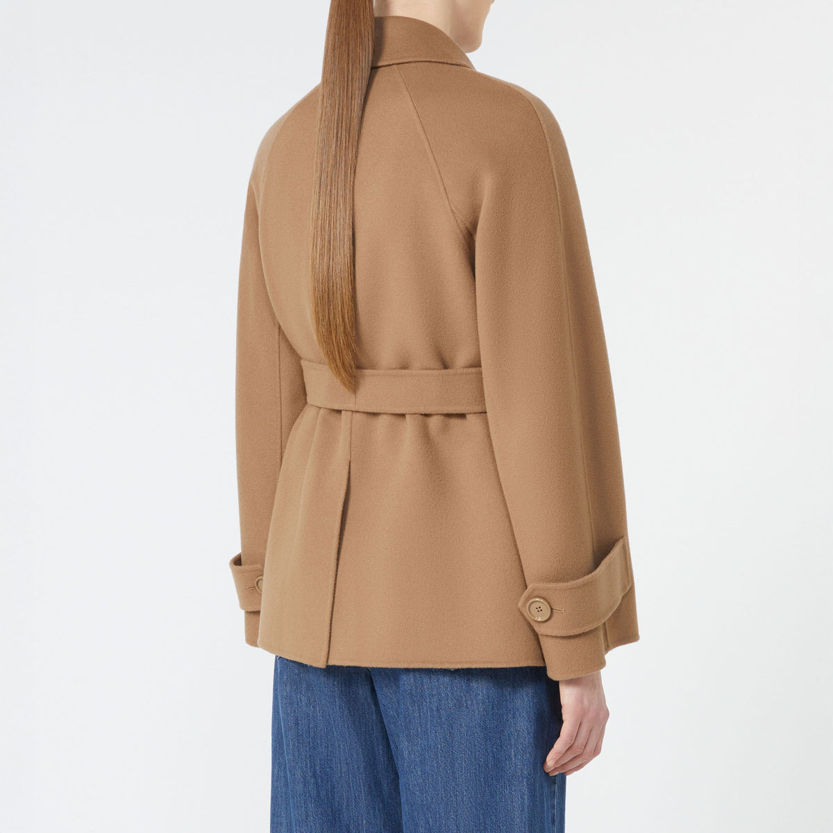 S MAX MARA Louis Short Double-Faced Wool Trench Coat in Camel