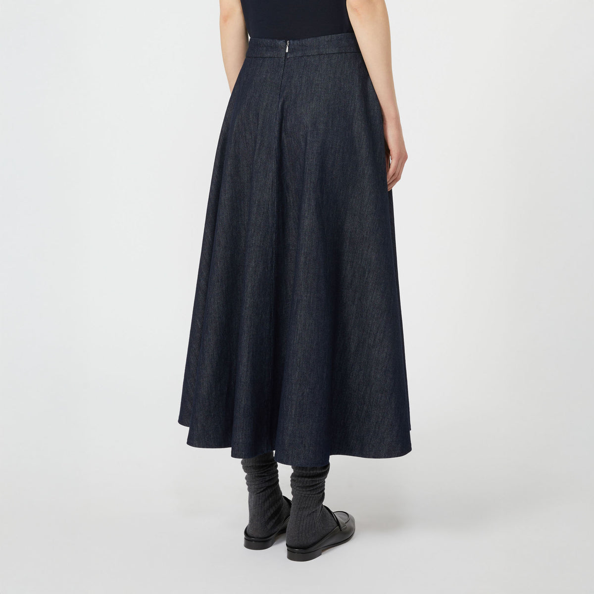 S MAX MARA Cecile Flared Denim Skirt in Ultramarine
