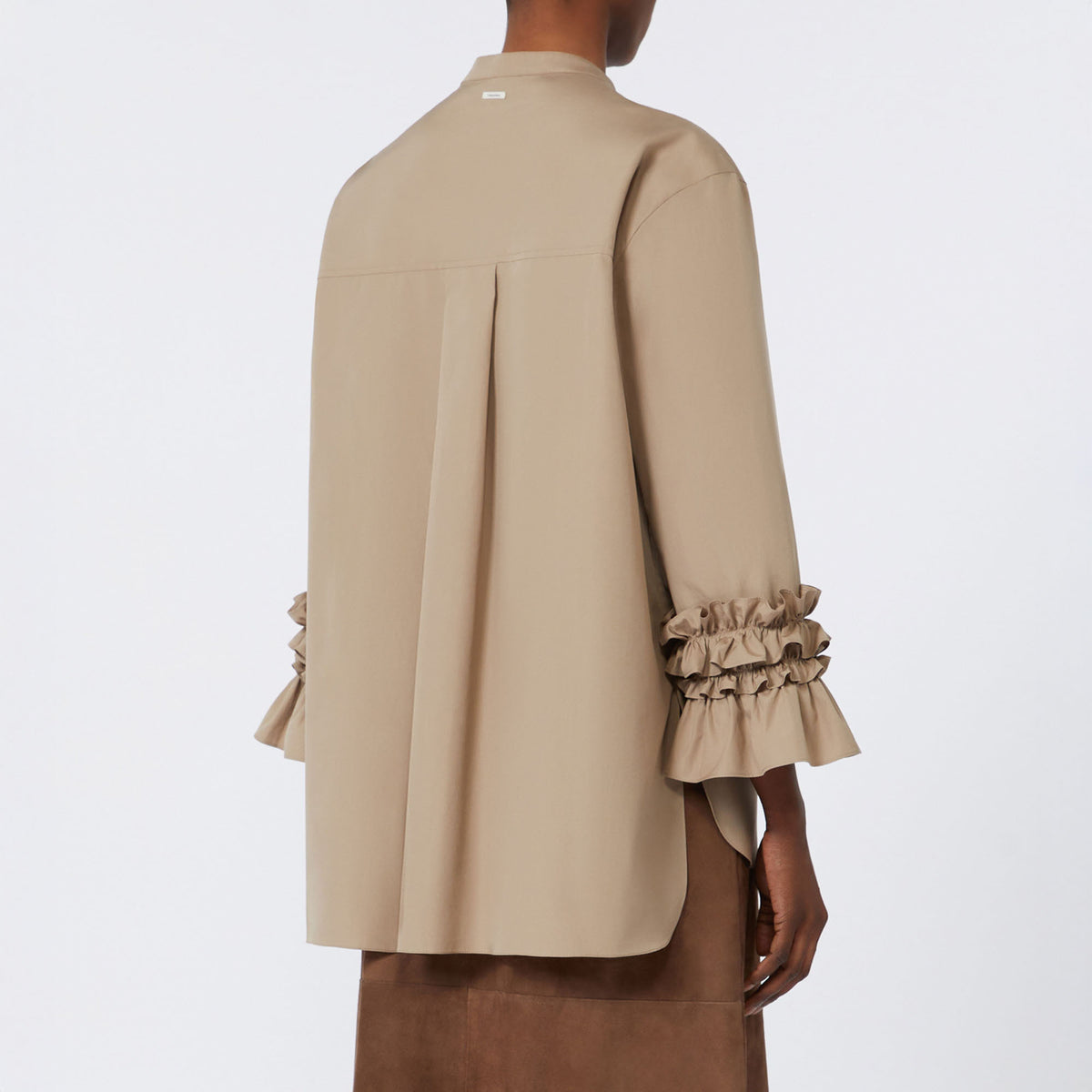 S MAX MARA Favola Flared Washed Poplin Shirt in Turtledove