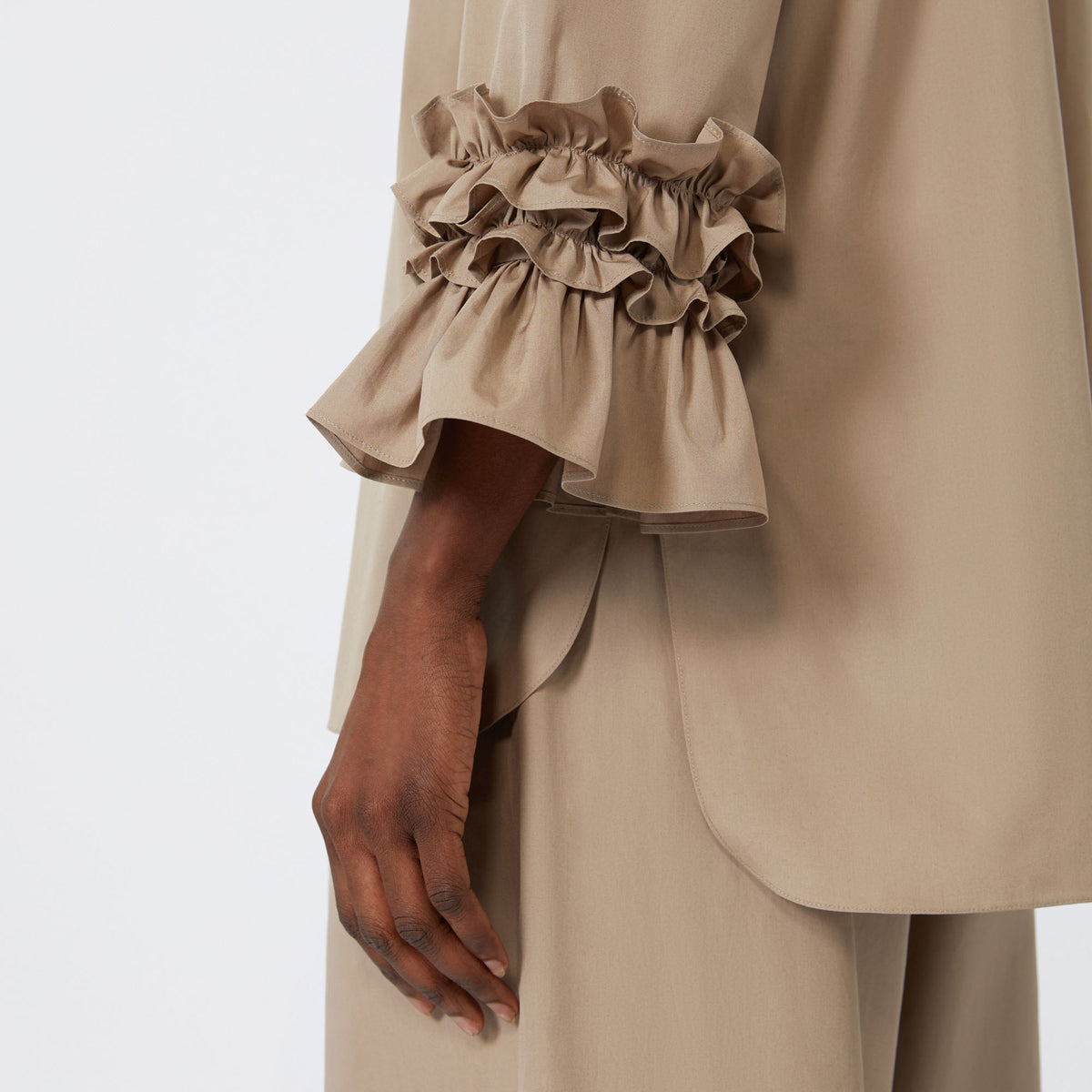 S MAX MARA Favola Flared Washed Poplin Shirt in Turtledove