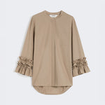 S MAX MARA Favola Flared Washed Poplin Shirt in Turtledove