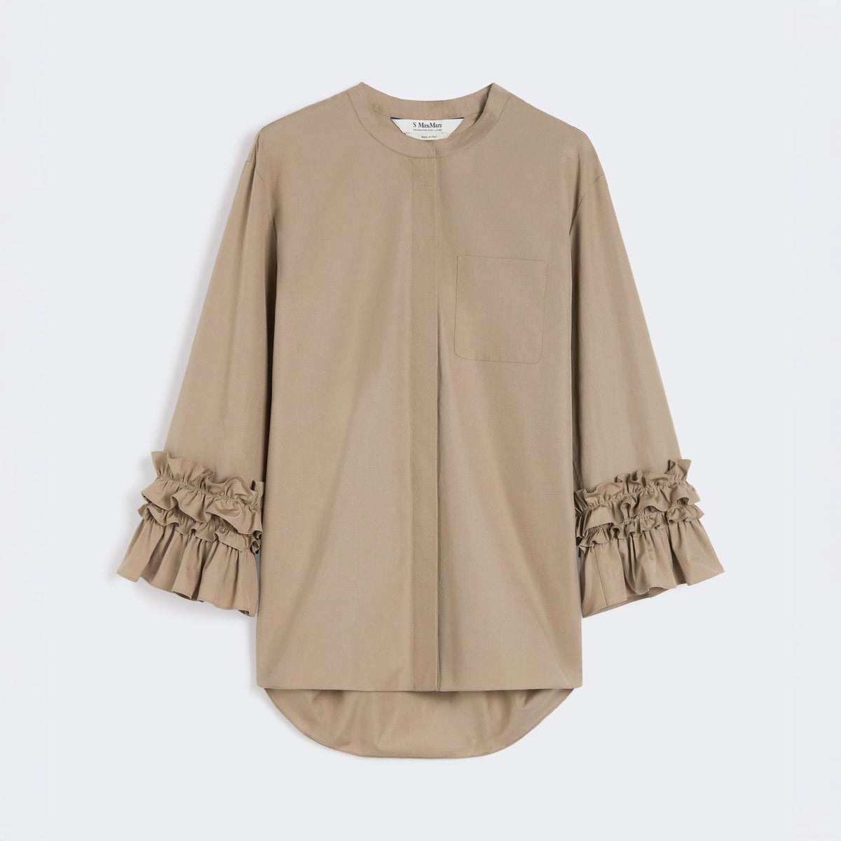 S MAX MARA Favola Flared Washed Poplin Shirt in Turtledove