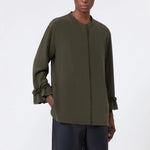 S MAX MARA SMMFiabe Silk Crepe de Chine Shirt in Khaki