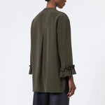 S MAX MARA SMMFiabe Silk Crepe de Chine Shirt in Khaki