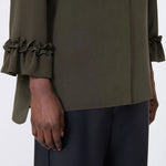S MAX MARA SMMFiabe Silk Crepe de Chine Shirt in Khaki