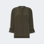 S MAX MARA SMMFiabe Silk Crepe de Chine Shirt in Khaki