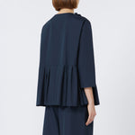 S MAX MARA Musa Flounce-Detail Washed Cotton Shirt in Ultramarine