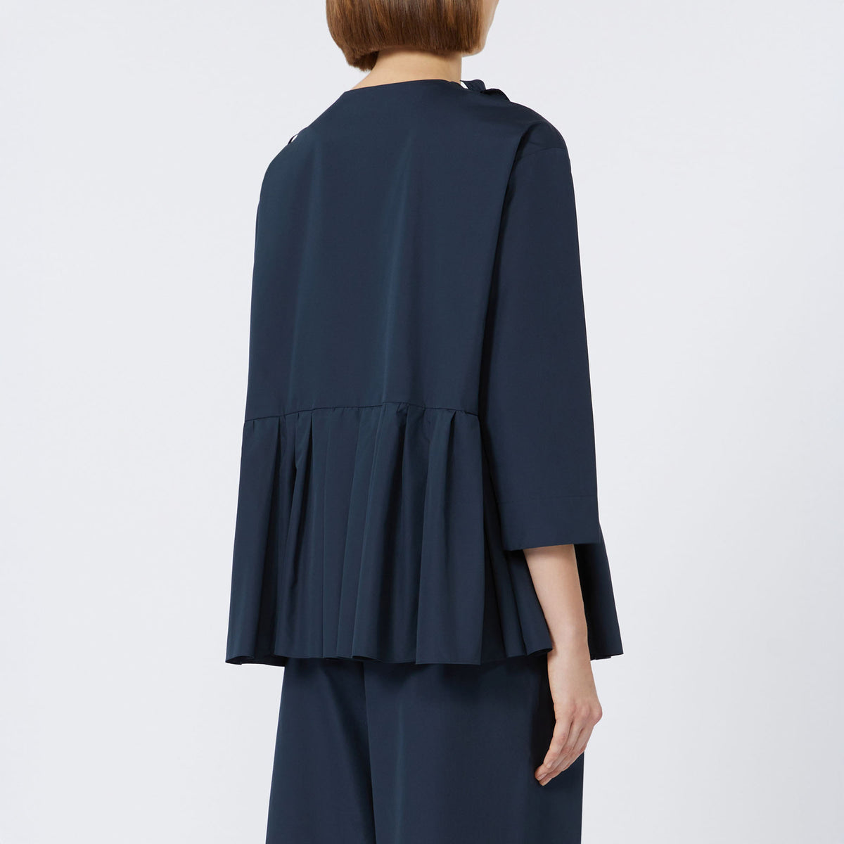 S MAX MARA Musa Flounce-Detail Washed Cotton Shirt in Ultramarine