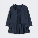 S MAX MARA Musa Flounce-Detail Washed Cotton Shirt in Ultramarine