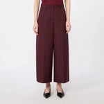 S MAX MARA SMMEpoca Cotton Poplin Wide Leg Cropped Trousers in Dark Red