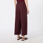 S MAX MARA SMMEpoca Cotton Poplin Wide Leg Cropped Trousers in Dark Red
