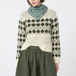 WEEKEND MAX MARA WKDRanch Jacquard Knit Wool and Cashmere Jumper in Geometric Khaki