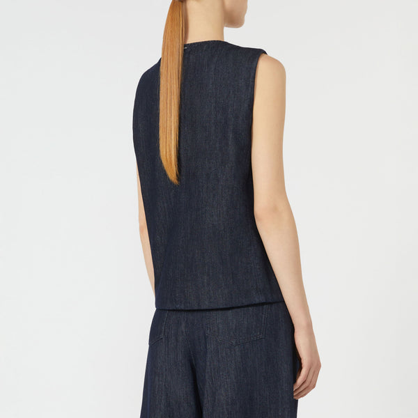 S MAX MARA Cinzia Single-Breasted Denim Gilet in Ultramarine