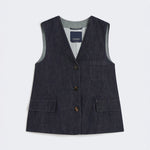 S MAX MARA Cinzia Single-Breasted Denim Gilet in Ultramarine