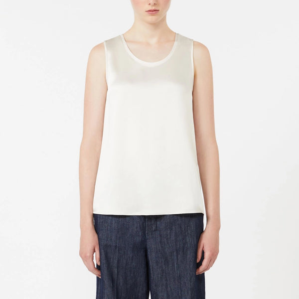 S MAX MARA SMMestri Sleeveless Satin Top in Ivory