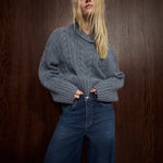 MOS MOSH MMGodinaz Oversize Rollneck Wool Jumper in Thunderstorm