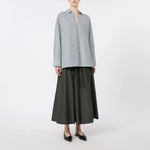 S MAX MARA SMMCristel Cotton Poplin Stripe Blouse in Dark Green