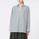 S MAX MARA SMMCristel Cotton Poplin Stripe Blouse in Dark Green