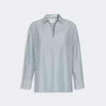 S MAX MARA SMMCristel Cotton Poplin Stripe Blouse in Dark Green