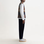 WAX LONDON Gower Ari Wool Blend Check Gilet in Oatmeal/Multi