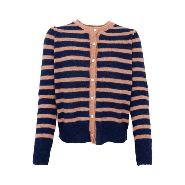BLACK COLOUR BCDell Puff Stripe Cardigan in Navy