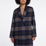 RINO & PELLE Adria Double Breasted Reversible Coat in Dark Navy Check/Dark Navy