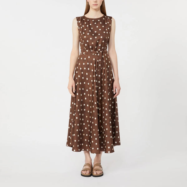 S MAX MARA SMMMartina Patterned Twill Dress in Brown