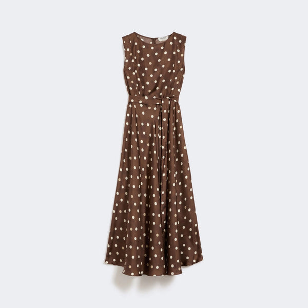 S MAX MARA SMMMartina Patterned Twill Dress in Brown
