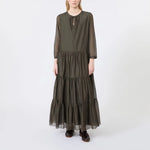 S MAX MARA SMMSarah Cotton & Silk Voile Maxi Dress in Khaki